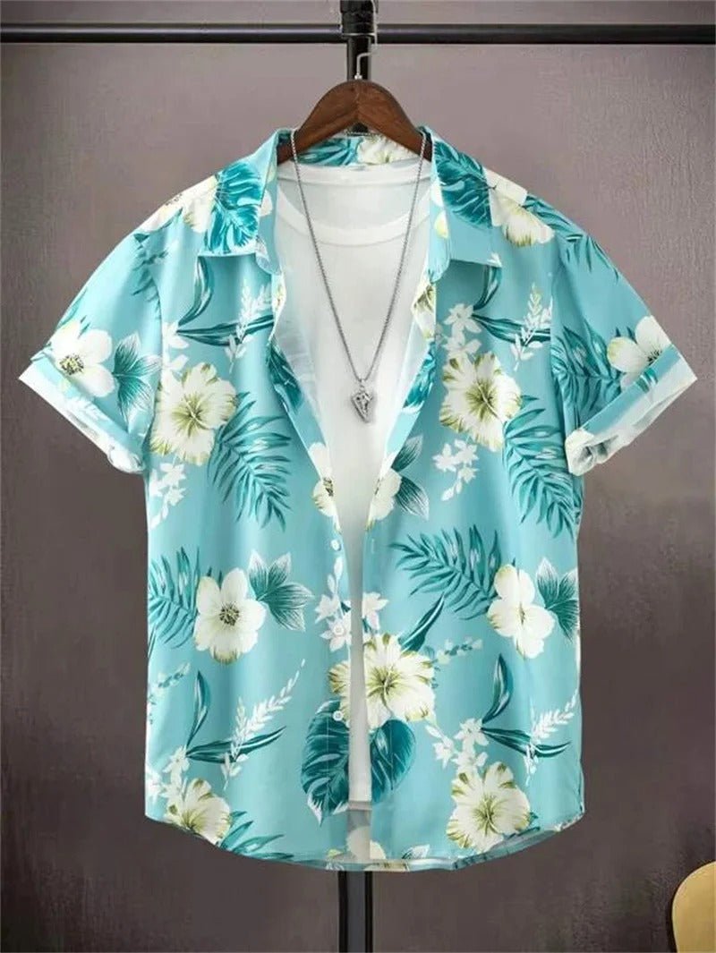 Men's Floral Shirt - Light blue