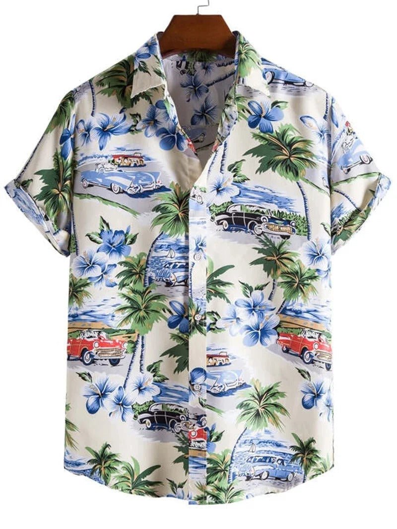 Men's Floral Shirt - White green