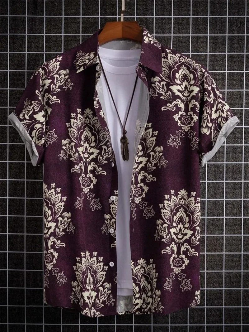 Men's Floral Shirt - Purple