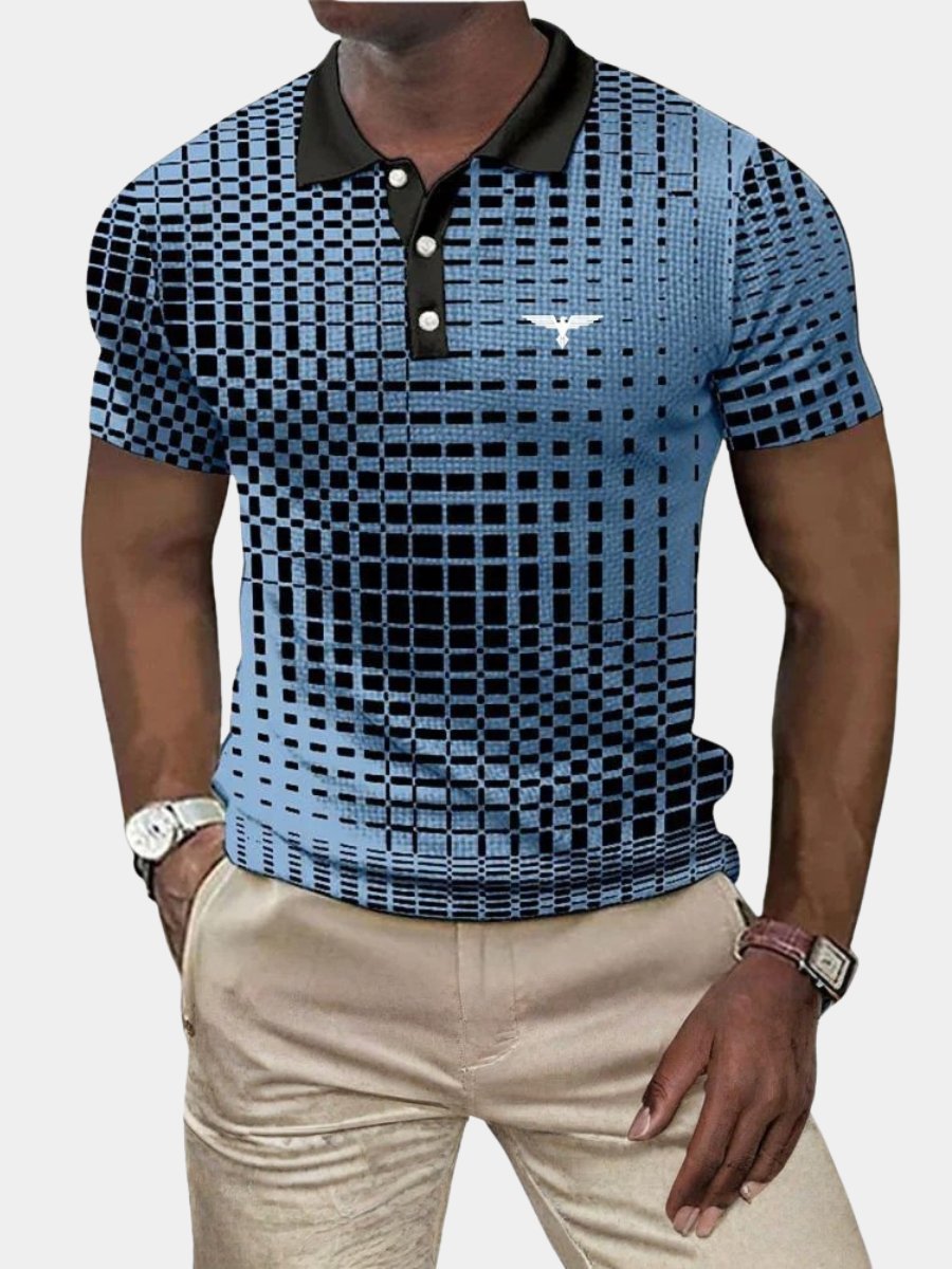 Men's Slim Plaid Polo Shirt
