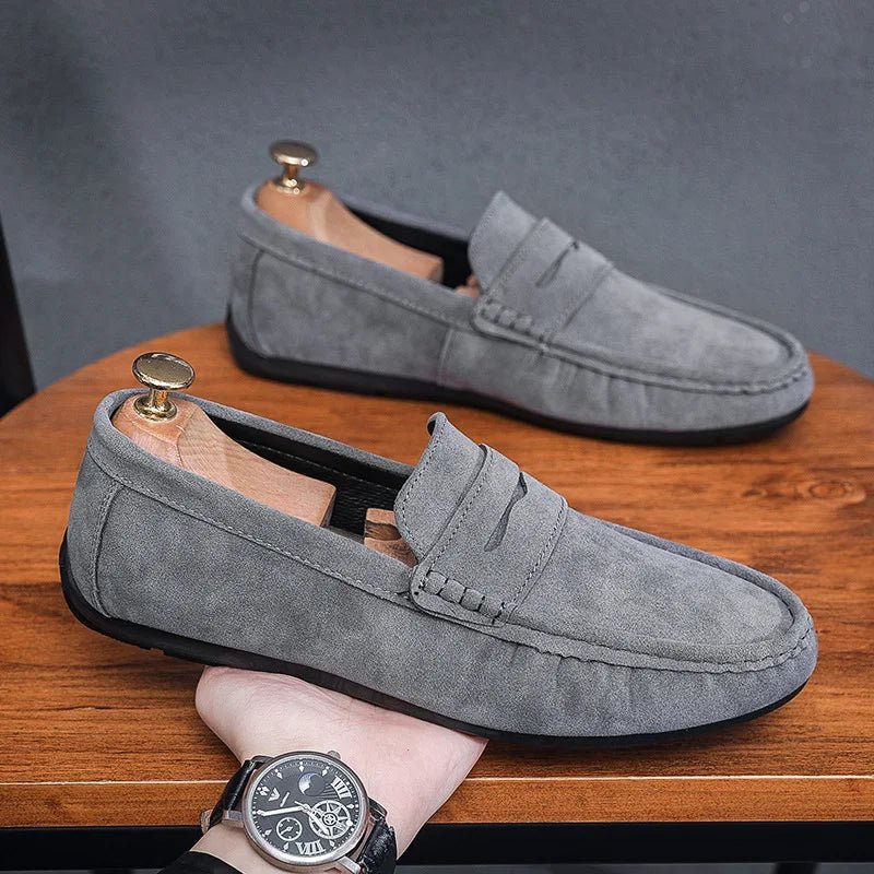 Men's Suede Penny Loafers - Gray