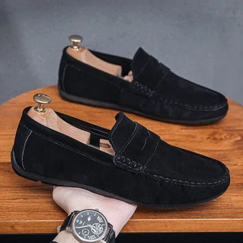 Men's Suede Penny Loafers - Black