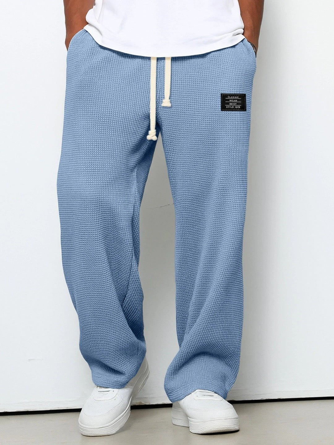 Men's Waffle-Knit Sweatpants - Sky Blue