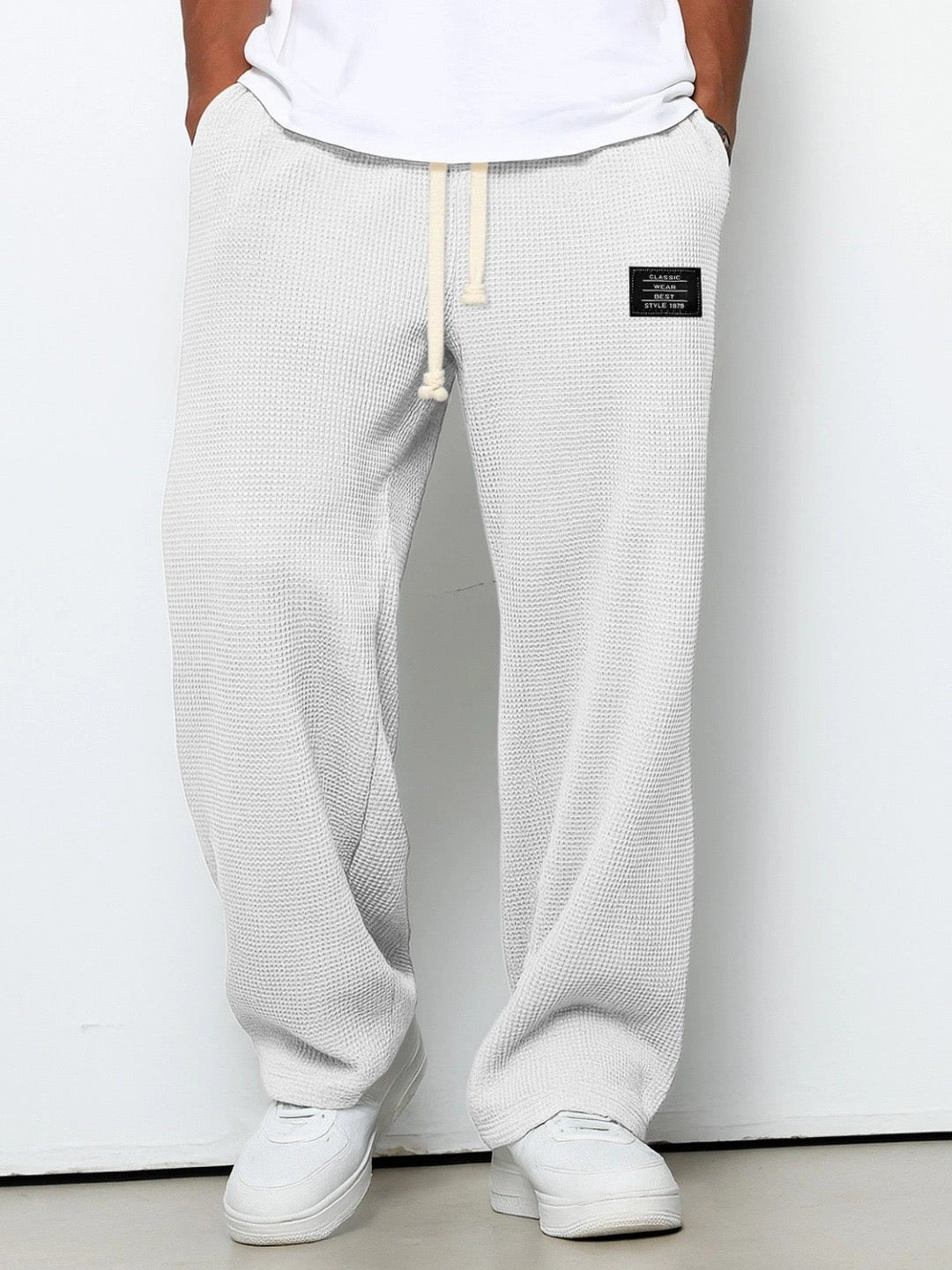 Men's Waffle-Knit Sweatpants - White