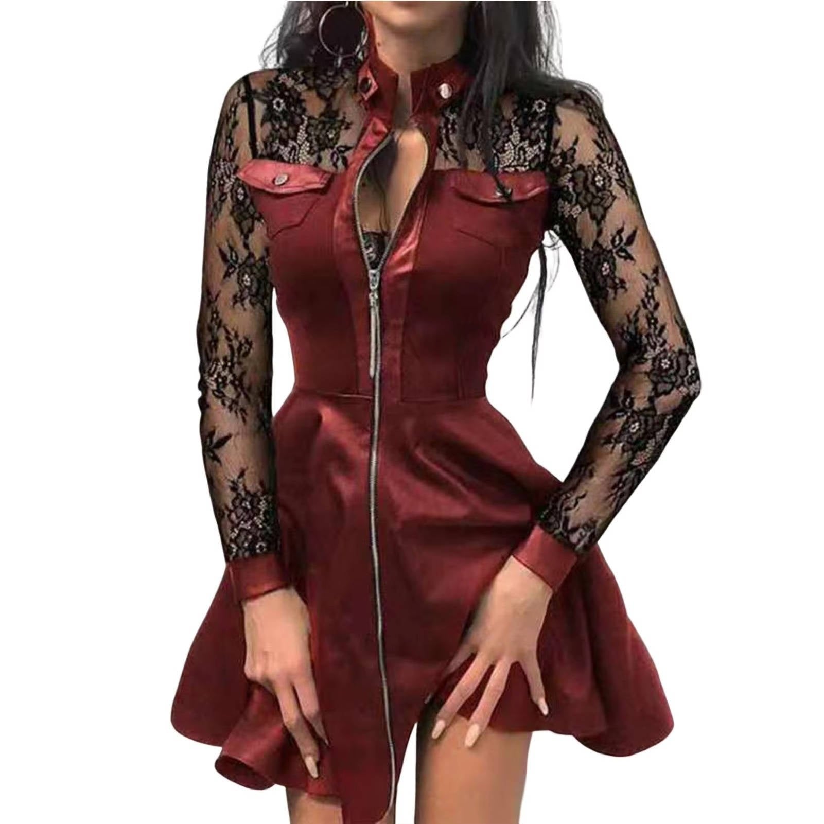 Women's Floral Bodycon Party Dress - Red