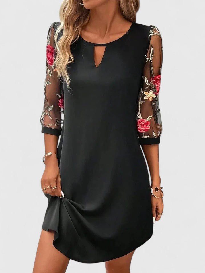 Women's Floral Mini Dress - Black