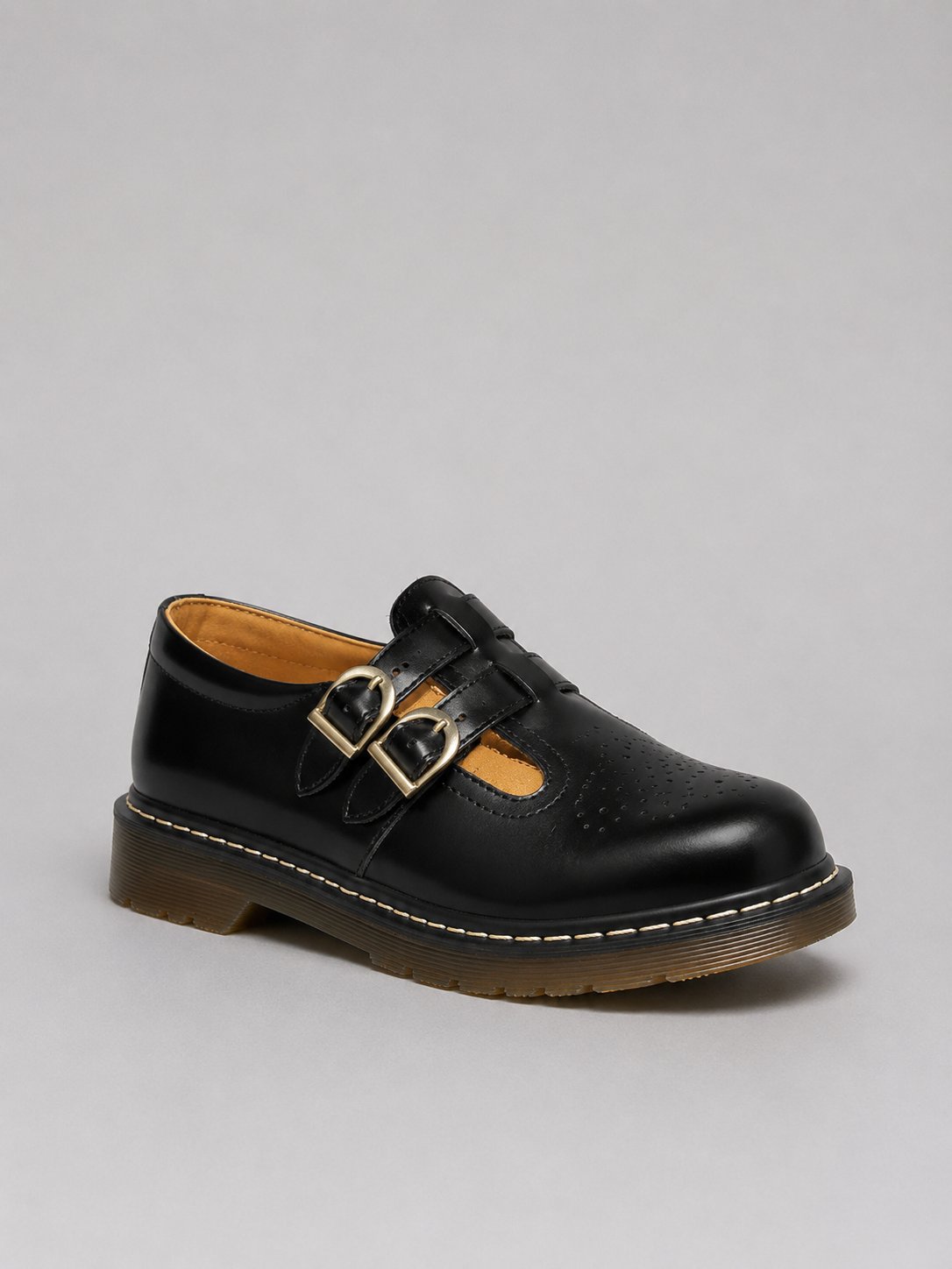 Women's Leather Mary Jane Shoes - Black
