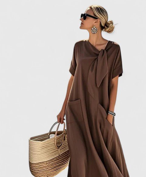 Women's Maxi Shirt Dress - Brown