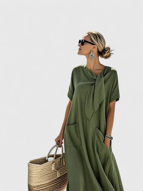 Women's Maxi Shirt Dress - Army Green