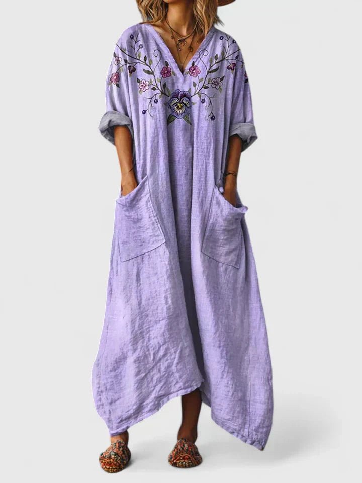Women's Paisley Oversized Kaftan Dress - Purple