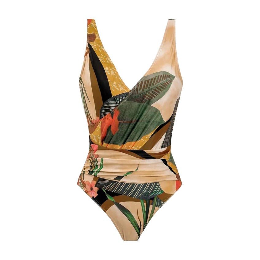 Women's Tropical Print Swimsuit Set - L