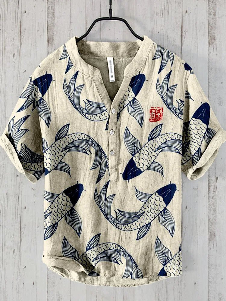 Men's Henley Shirt - Beige