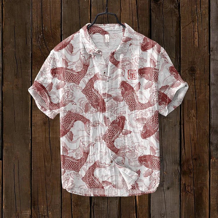 Men's Henley Shirt - Red