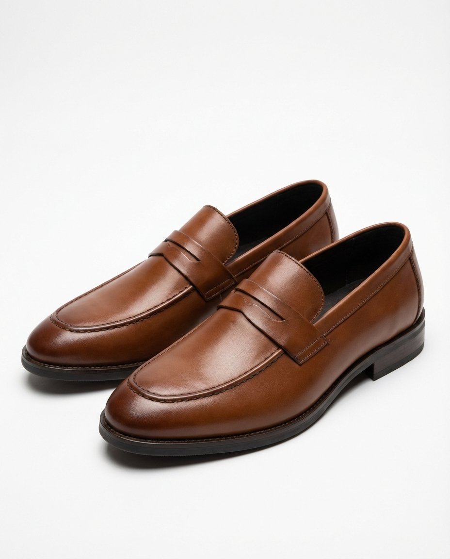 Men's Polished Leather Penny Loafers - Brown