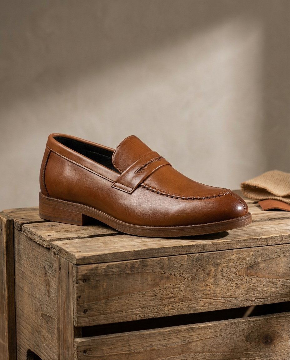 Men's Polished Leather Penny Loafers
