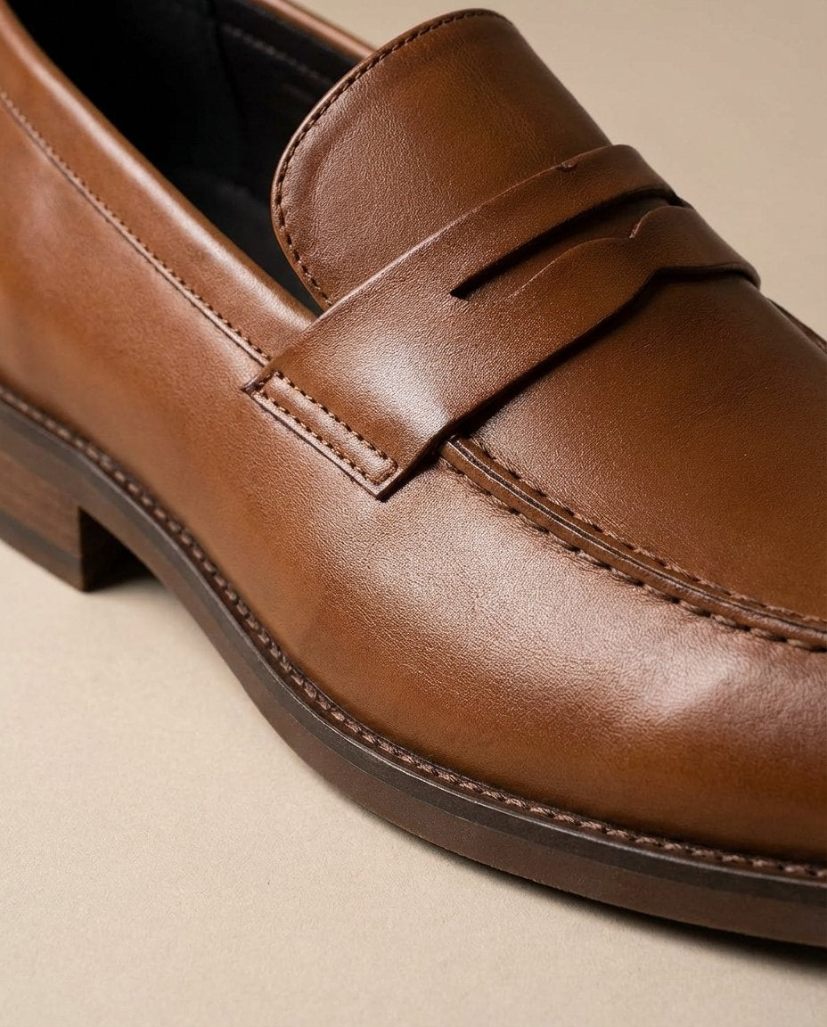 Men's Polished Leather Penny Loafers