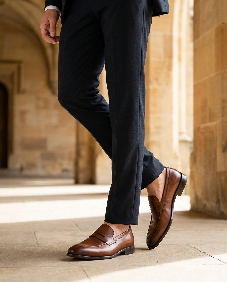 Men's Polished Leather Penny Loafers