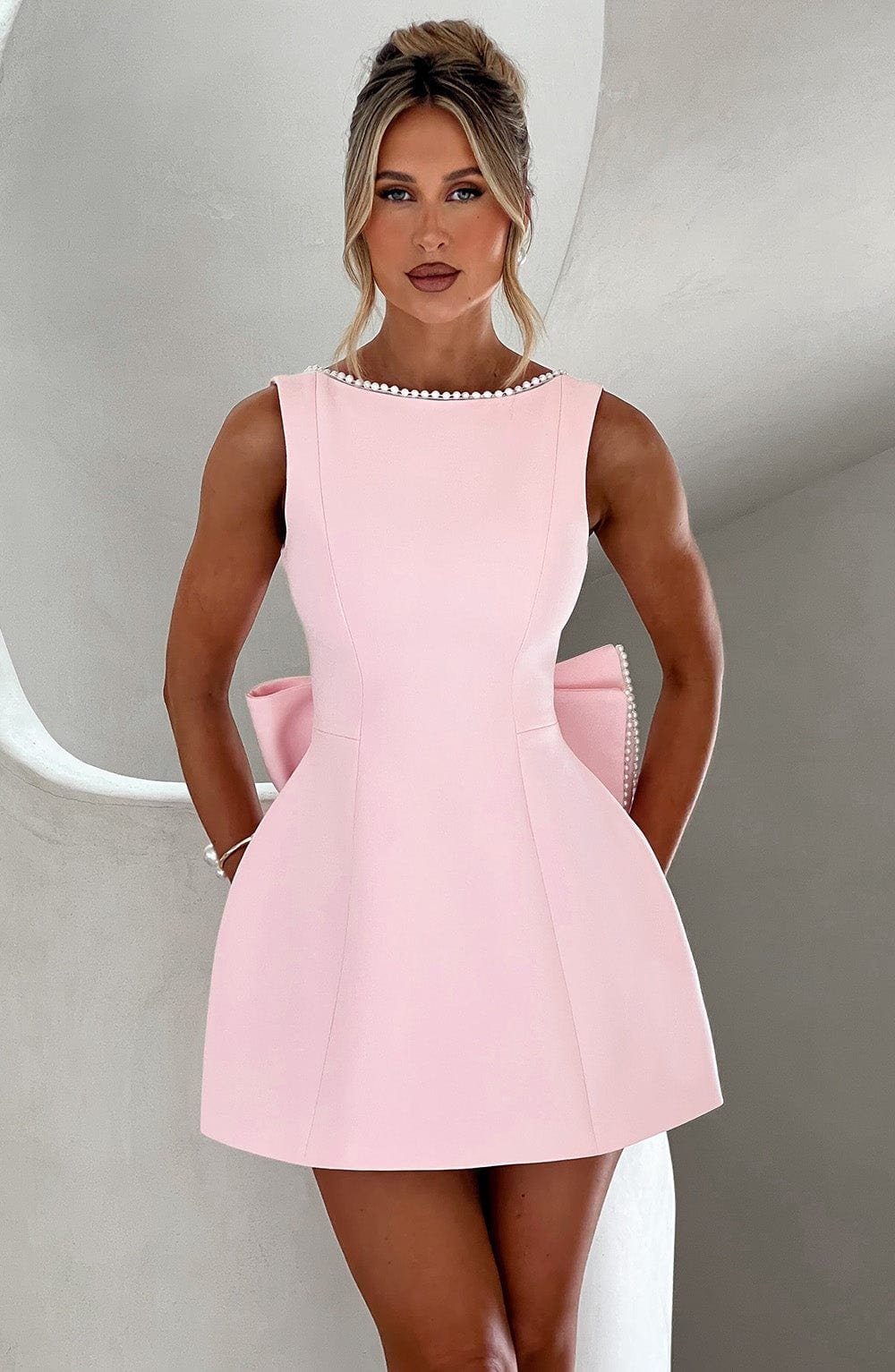 Women's Cocktail Party Mini Dress - Pink