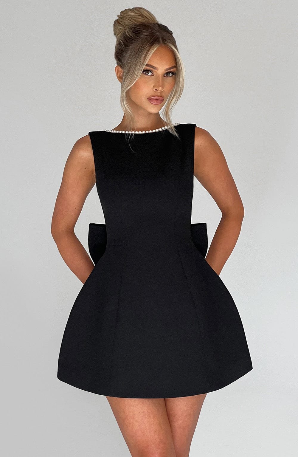 Women's Cocktail Party Mini Dress - Black