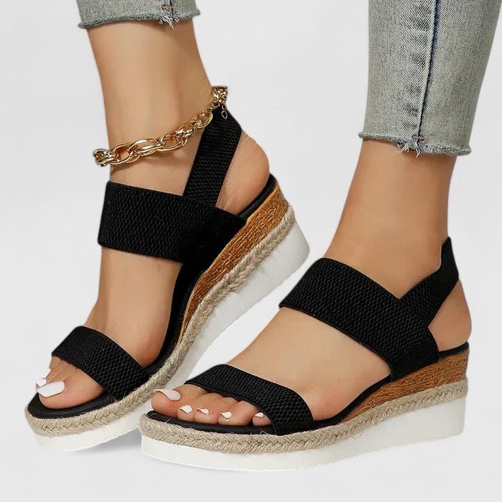 Women's Espadrille Wedge Sandals - Black