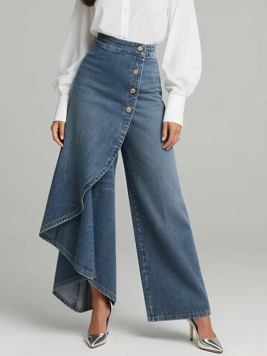 Women's High-Waisted Wide-Leg Jeans - Blue