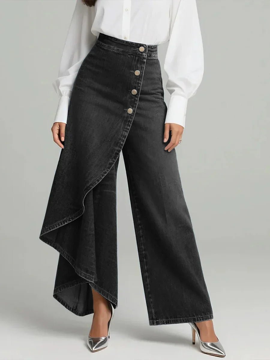 Women's High-Waisted Wide-Leg Jeans - Black
