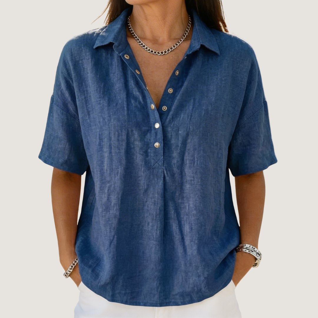 Women's Oversized Henley Blouse