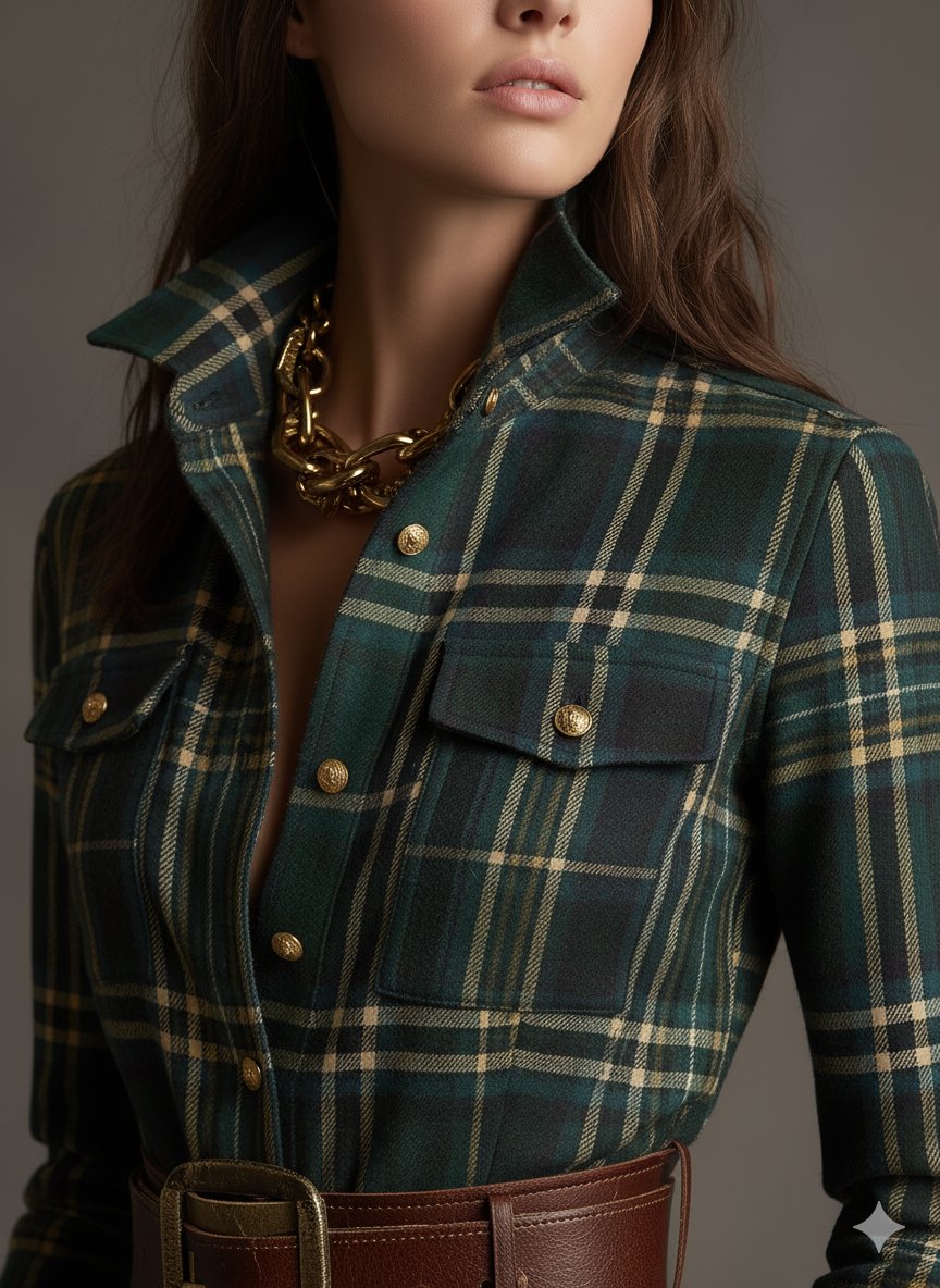 Women's Plaid Maxi Shirt Dress