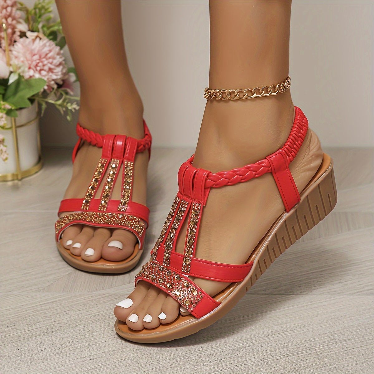 Women's Wedge Sandals - Red