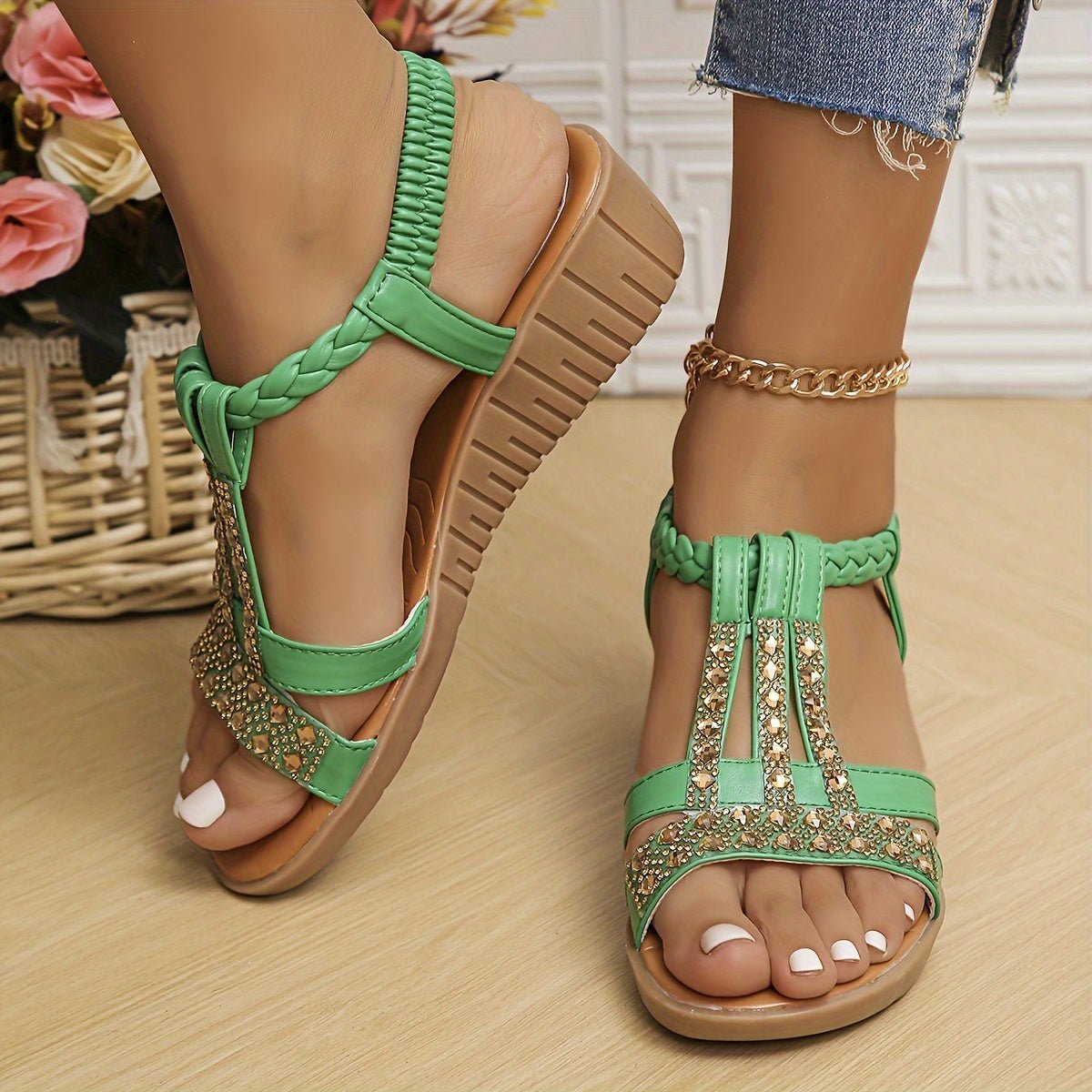 Women's Wedge Sandals - Green