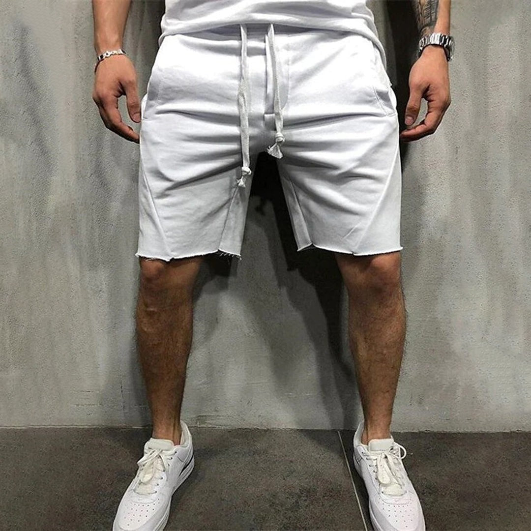 Casual Drawstring Sweat Shorts - White