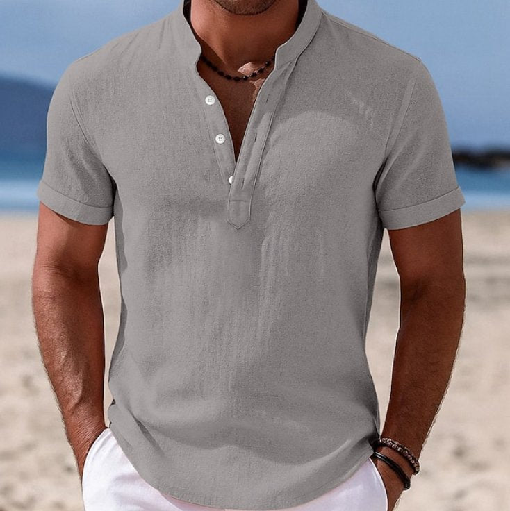 Men's Linen Short Sleeve Shirt - Gray