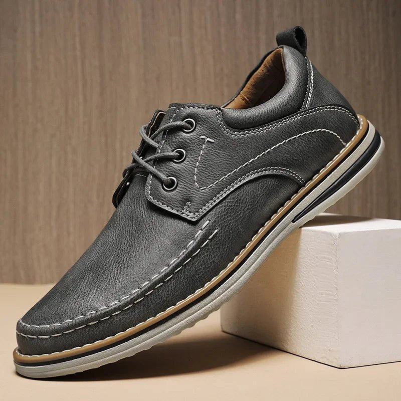 Men's Leather Derby Shoes - Gray