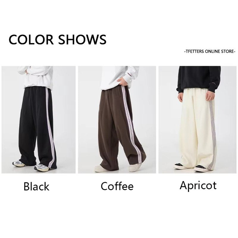 Men's Striped Wide-Leg Sweatpants