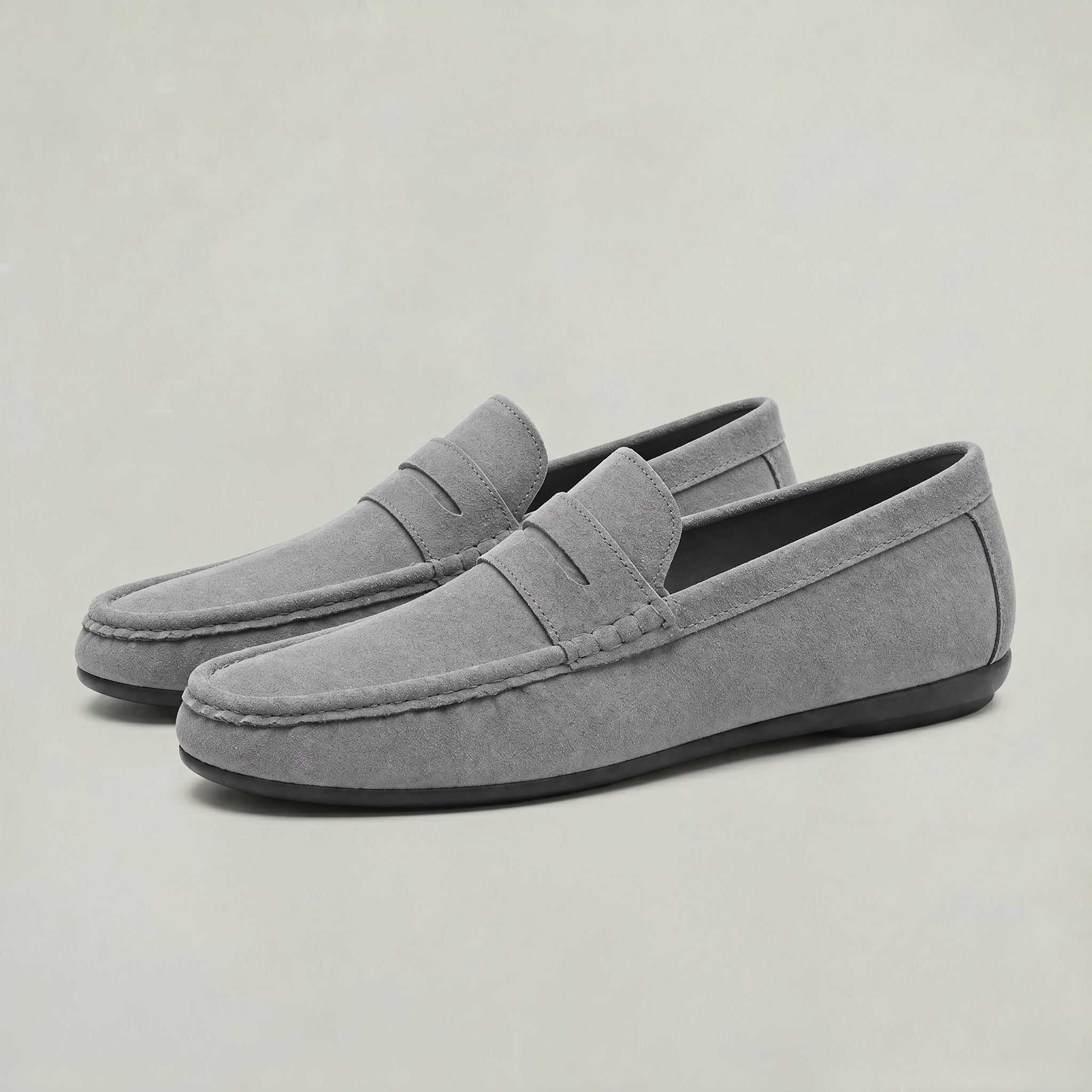 Men's Suede Moc-Toe Penny Loafers