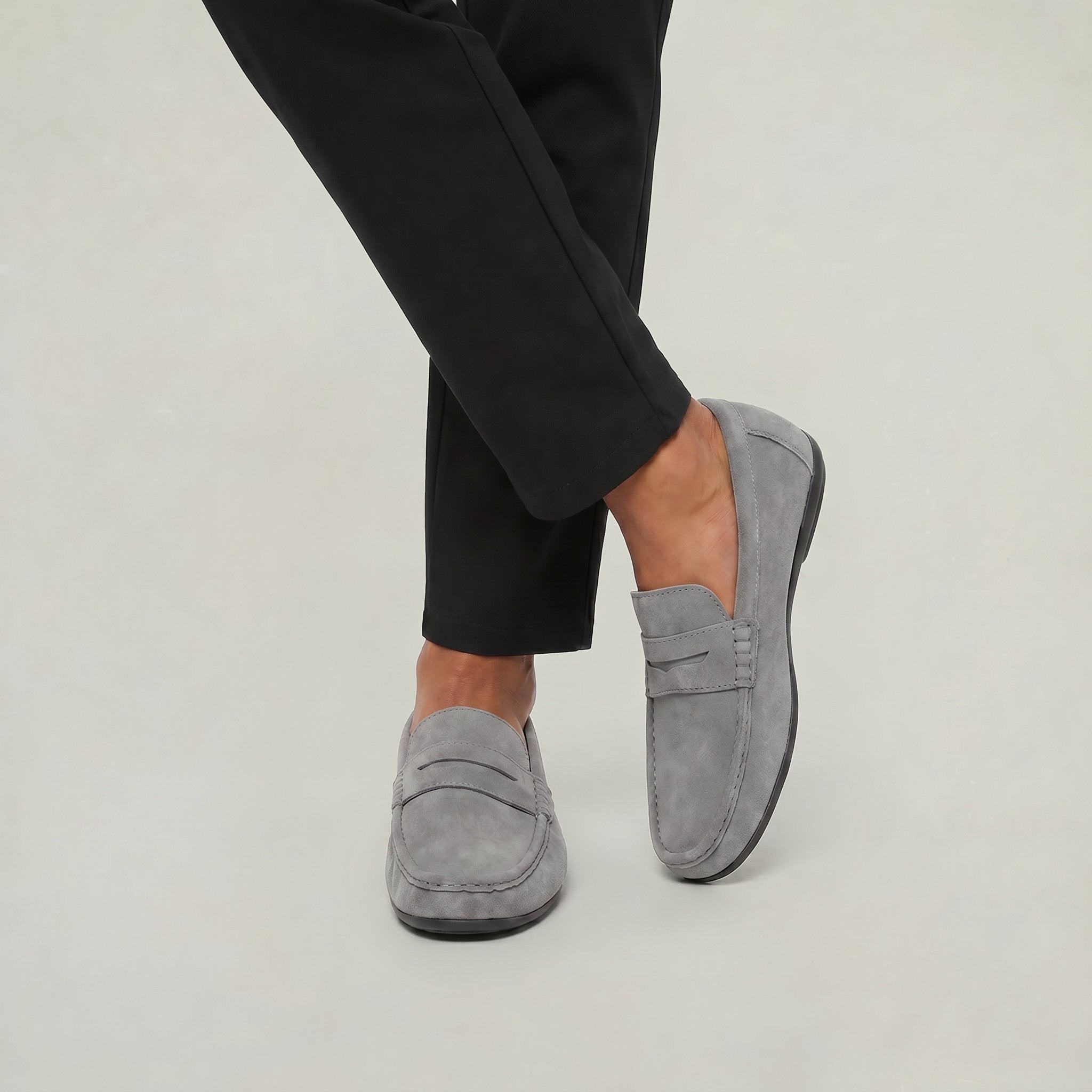 Men's Suede Moc-Toe Penny Loafers