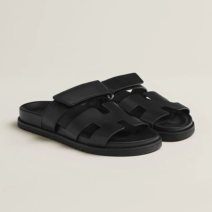 Unisex Leather Slide Sandals - Black (Most frequently selected)