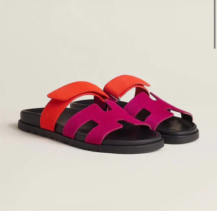 Unisex Leather Slide Sandals - Tropical