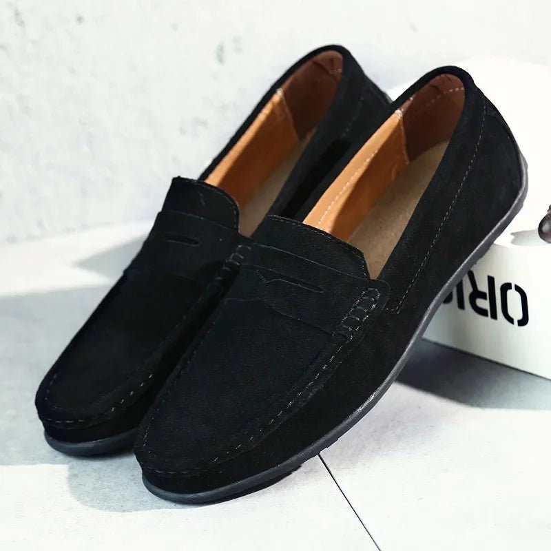 Men's Suede Penny Loafers - Black