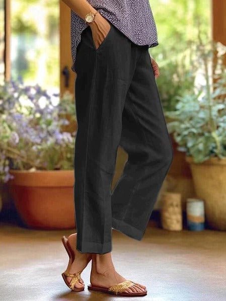 Women's Cropped Wide-Leg Pants - Black