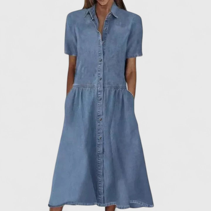 Denim Midi Shirt Dress