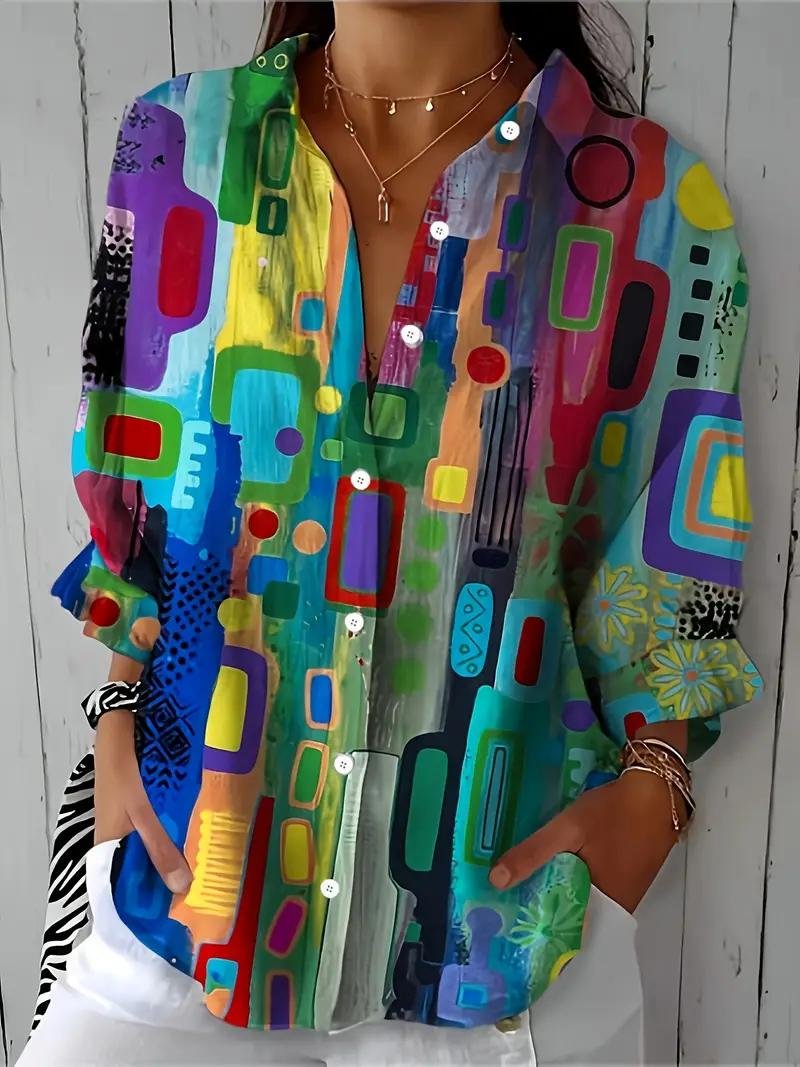 Women's Oversized Blouse - Modern Multi