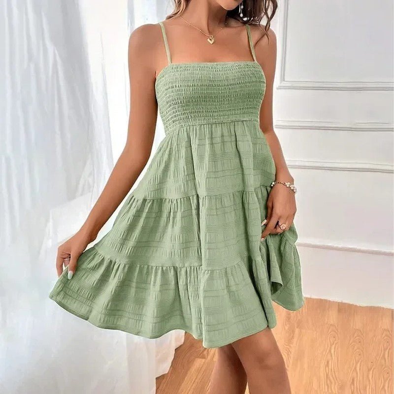 Women's Square Neck Mini Dress - Sage