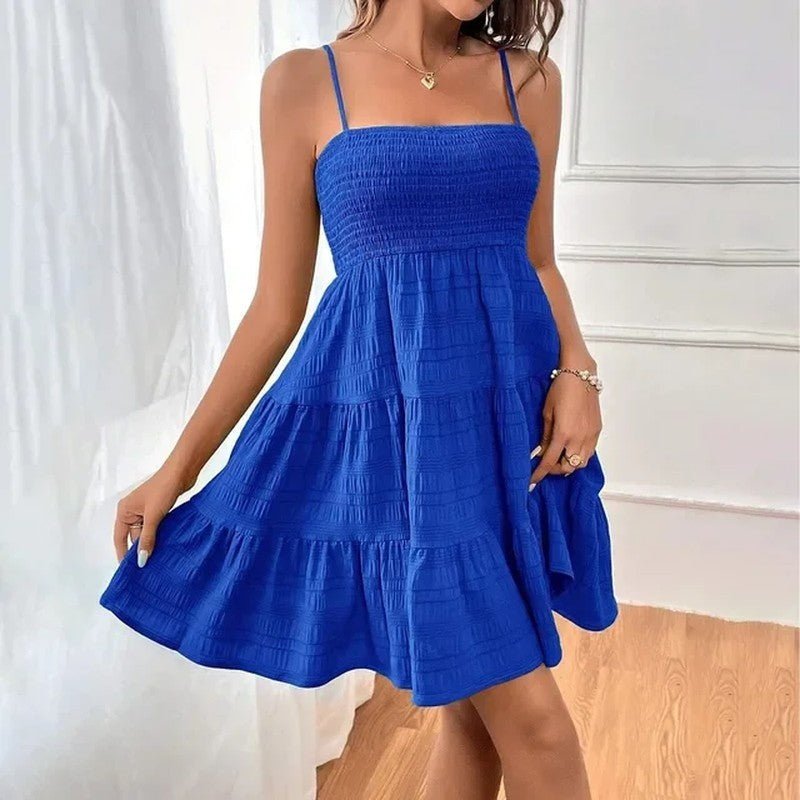 Women's Square Neck Mini Dress - Dark Blue