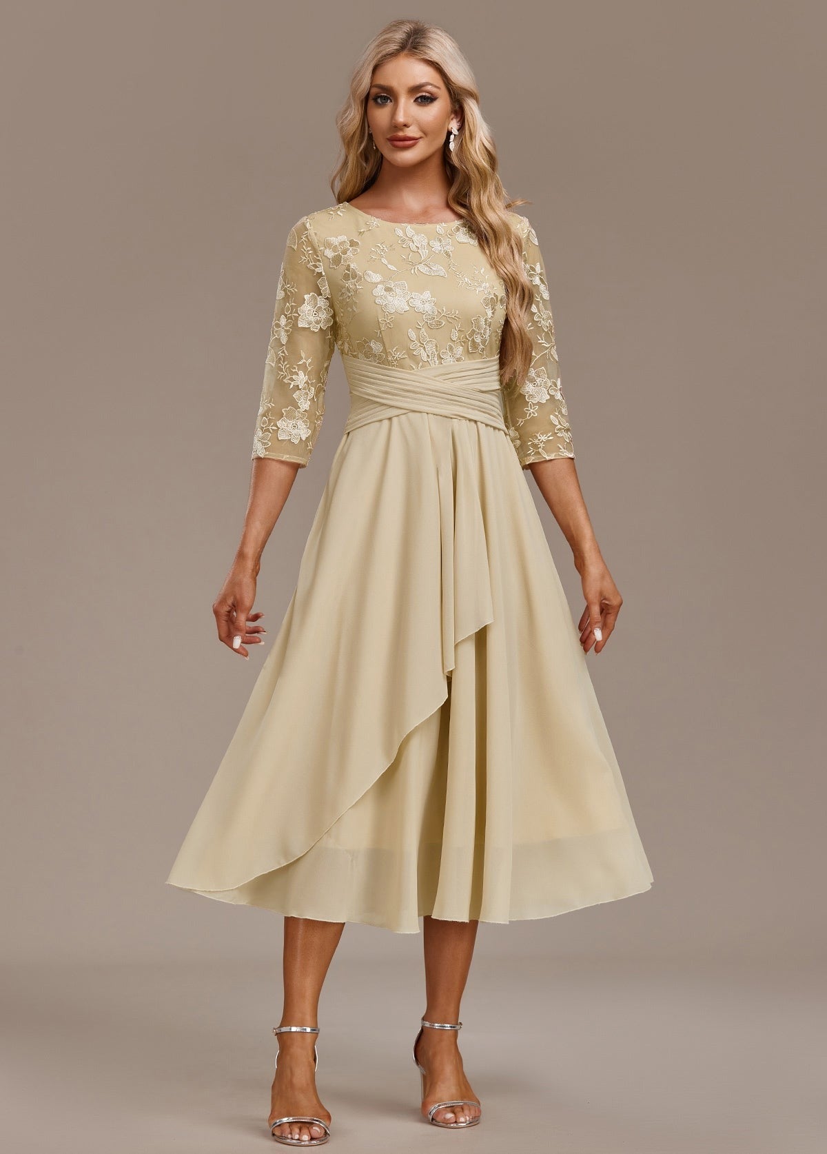 Lace Wedding Guest Midi Dress