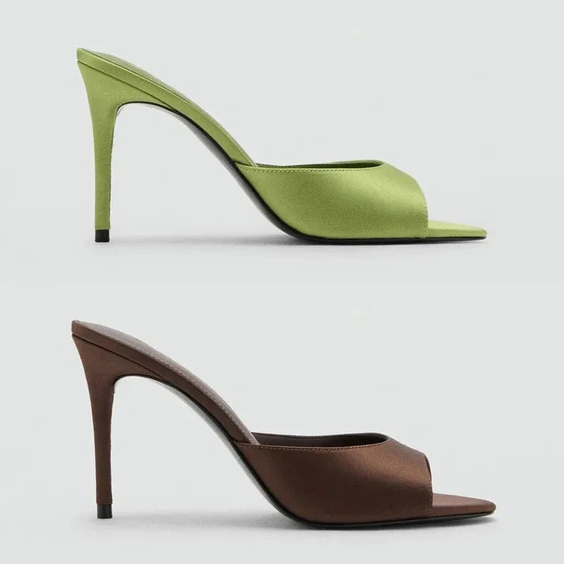 Women's Satin Peep-Toe Stiletto Sandals