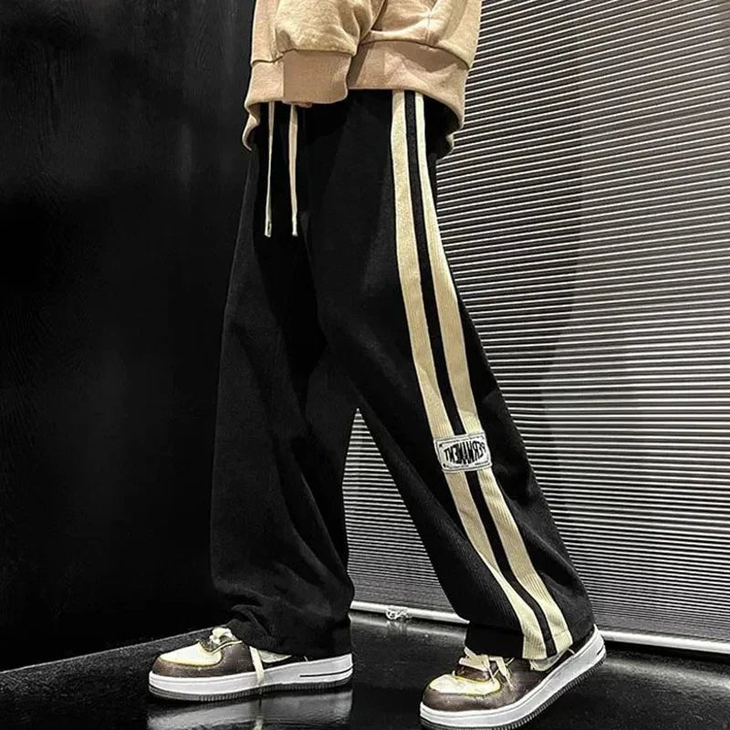 Men's Side-Stripe Wide-Leg Pants