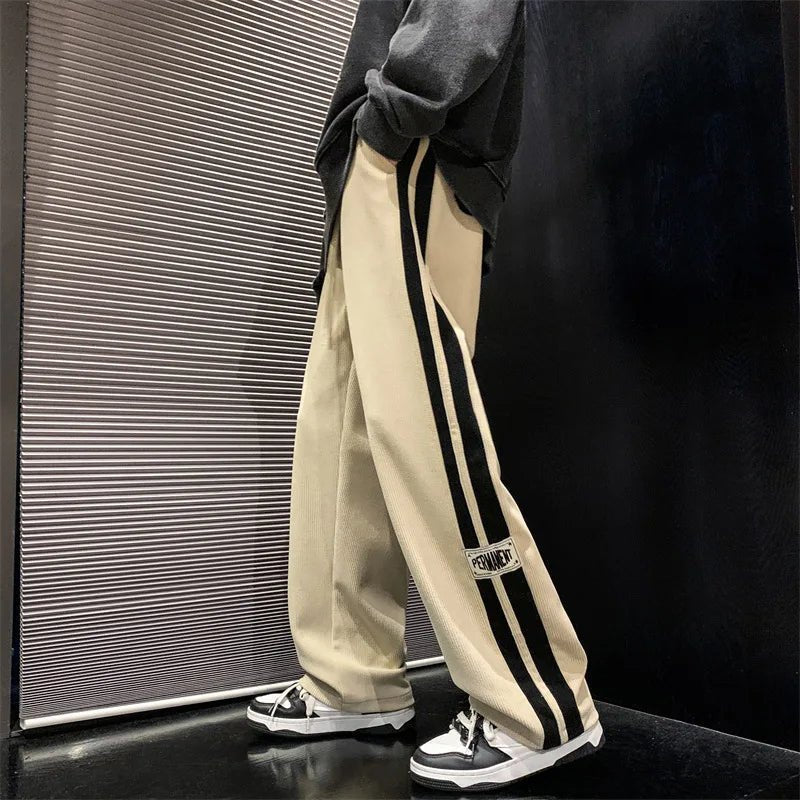 Men's Side-Stripe Wide-Leg Pants - Cream