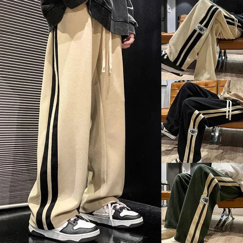 Men's Side-Stripe Wide-Leg Pants