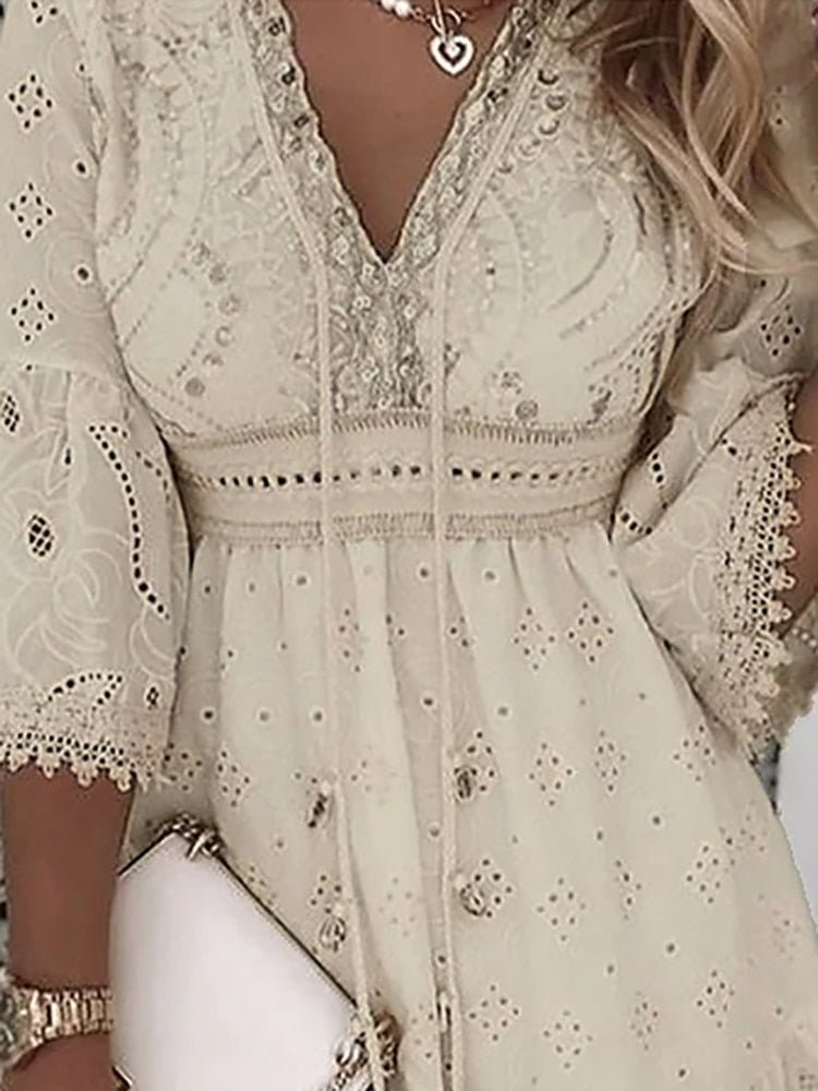 Women's Boho V-Neck Mini Dress